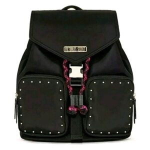 Victoria's Secret Getaway Cargo Black Backpack Pink Accents NWT